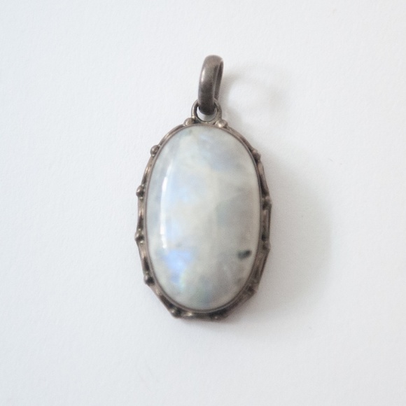 •SUN/MOONSTONE - OVAL 1• sterling silver pendant